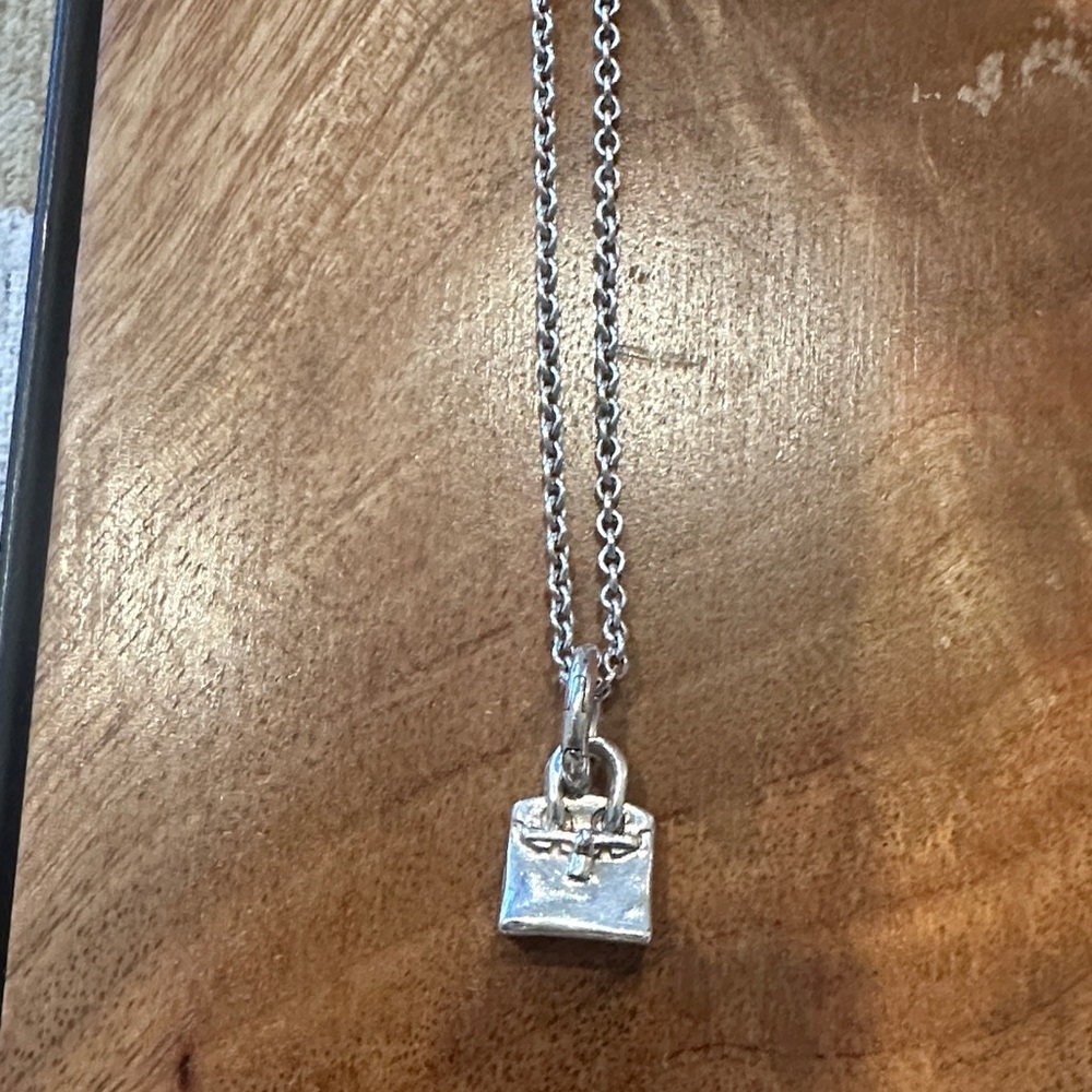 Hermes Birkin Silver Mini Purse Pendant Necklace